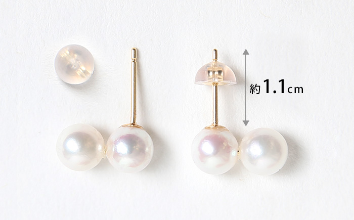 あこや真珠 6.0-6.5mm 保証書付 ピアス 18金 K18 2連 パール
