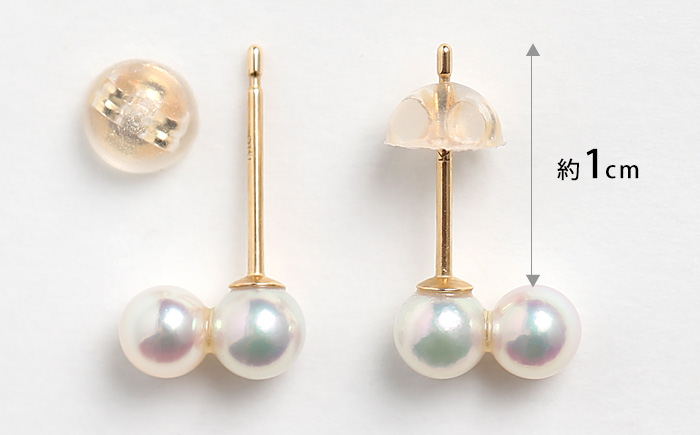 あこや真珠 4.0-4.5mm 保証書付 ピアス 18金 K18 2連 パール