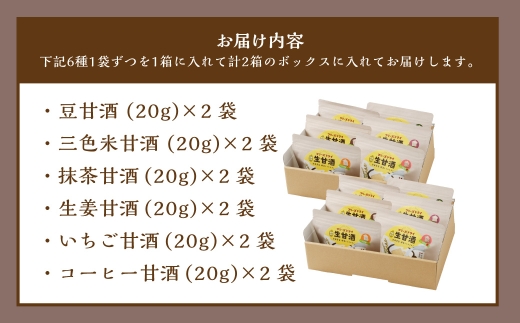 フリーズドライ 生甘酒 2箱 全6種 (各20g/1袋) 詰合わせセット