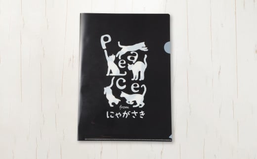 PEACEなねこTシャツ黒白各1枚PEACEなねこクリアホルダー黒