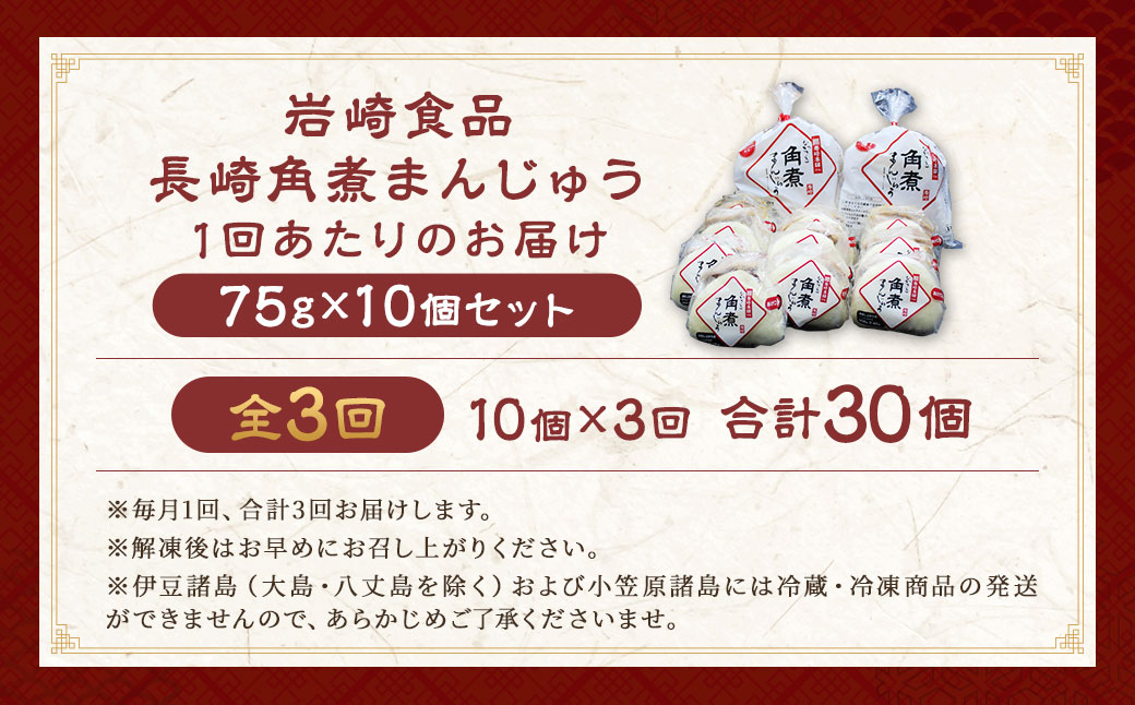 【全3回定期便】 角煮まんじゅう 10個 袋