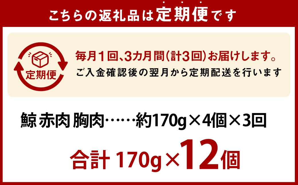 【全6回定期便】 鯨 赤肉 胸肉 170g×4個セット