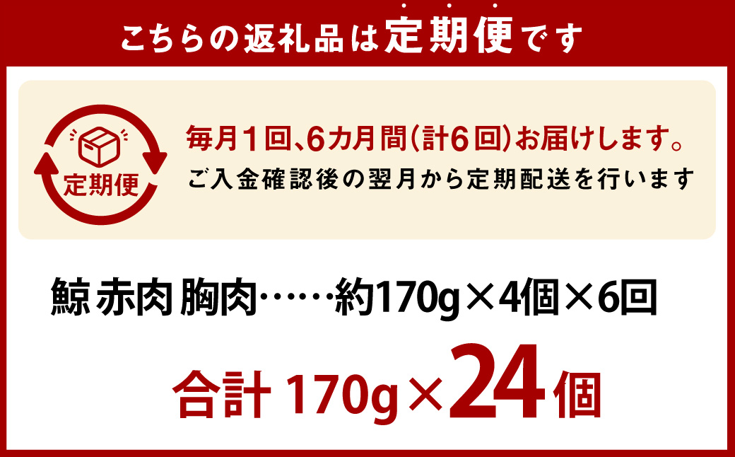 【全3回定期便】 鯨 赤肉 胸肉 170g×4個セット