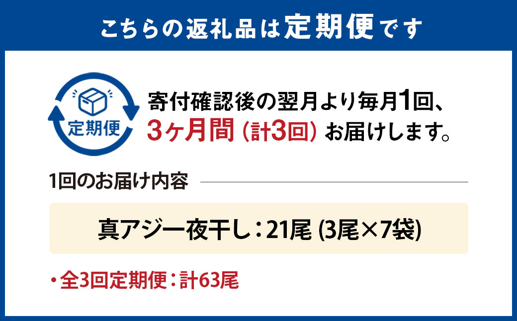 【全3回定期便】長崎産 真アジ一夜干し たっぷり21尾