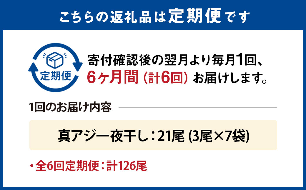 【全6回定期便】長崎産 真アジ一夜干し たっぷり21尾