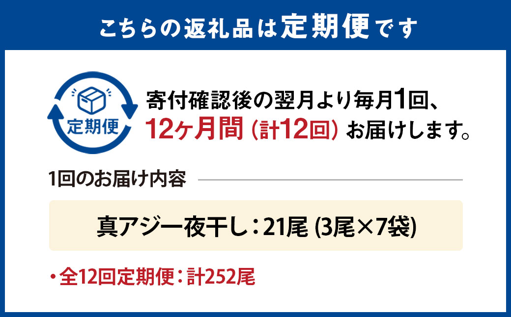 【全12回定期便】長崎産 真アジ一夜干し たっぷり21尾