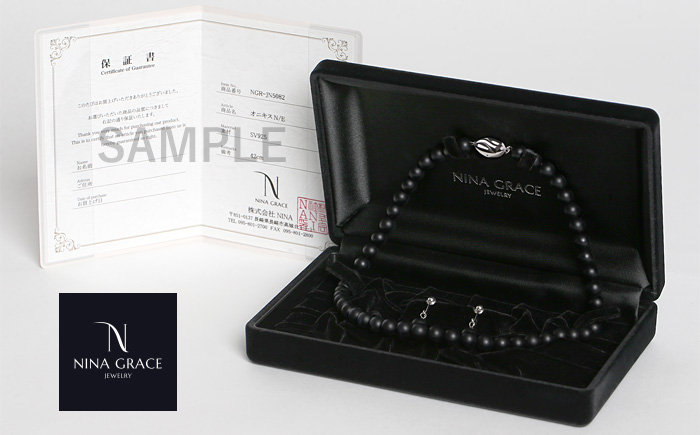 【7営業日以内に発送】オニキス ネックレス イヤリング 2点セット 艶なし マット 8mm ／ブラックオニキス アクセサリー ファッション 日本製 長崎県 長崎市