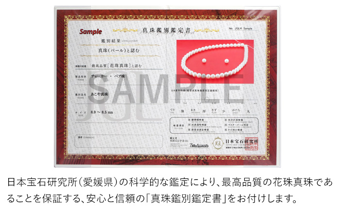 【14営業日以内に発送】花珠 あこや真珠 8.5-9.0mm 鑑定書付 ピアス K14WG パール ／ アクセサリー ジュエリー 花珠真珠 真珠 長崎県 長崎市