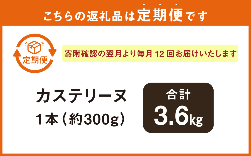【全12回定期便】長崎カステリーヌ 1本