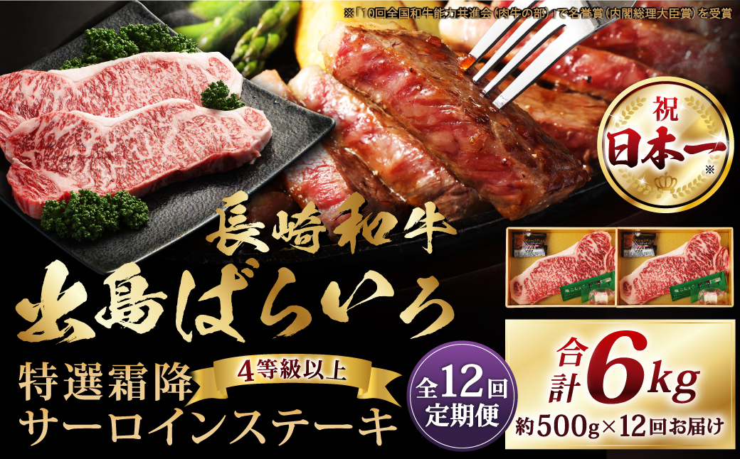 12回定期 長崎和牛 出島ばらいろ サーロインステーキ