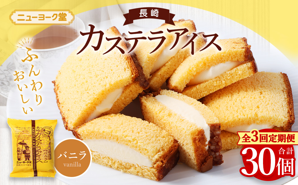 【全3回定期便】長崎カステラアイス (バニラ) 計10個
