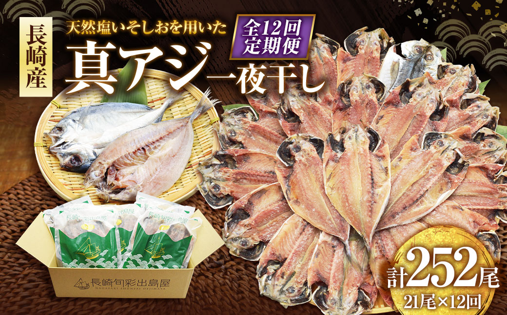 【全12回定期便】長崎産 真アジ一夜干し たっぷり21尾