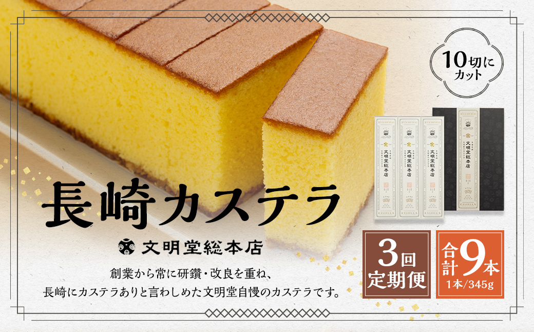 【全3回定期便】長崎カステラ 1.8号にゃんとかせんばカステラ