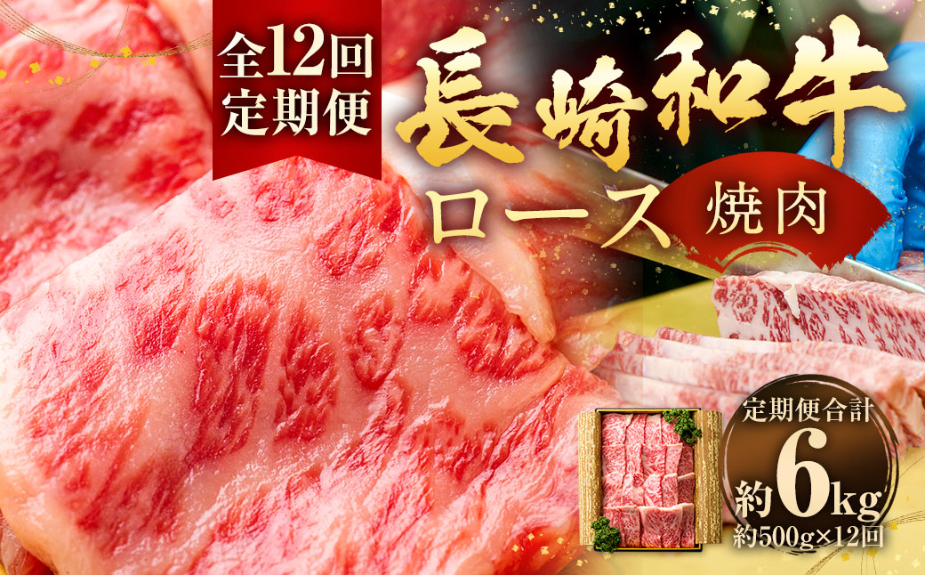【全12回定期便】長崎和牛 焼肉 ロース 約500g