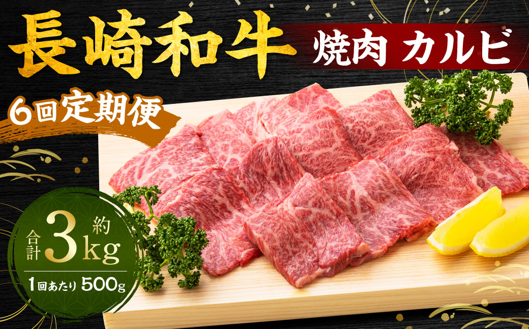 【全6回定期便】長崎和牛 焼肉 カルビ 約500g