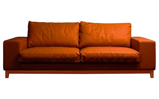 フロー2人掛けソファ ( オーク-本革ブラウン )