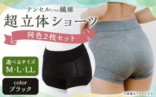 Lサイズ超立体ショーツ スタンダード丈 ブラック