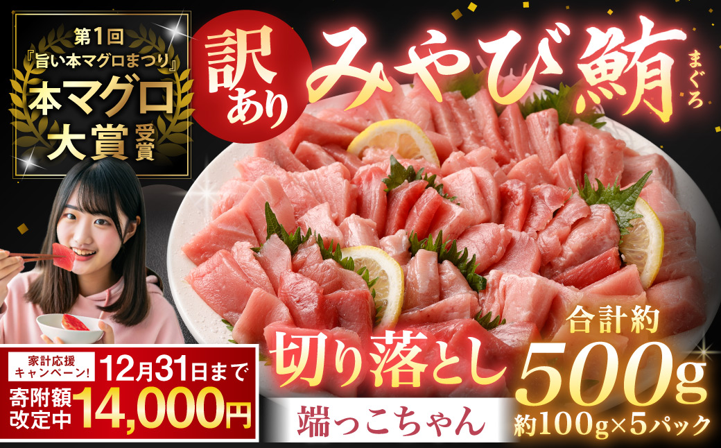 【訳あり】みやび鮪 切り落とし 端っこちゃん 計約500g