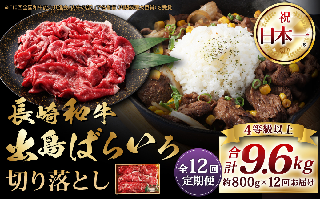 【全12回定期便】長崎和牛 出島ばらいろ 切り落とし400g×2