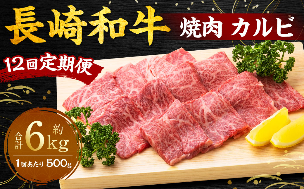 【全12回定期便】長崎和牛 焼肉 カルビ 約500g