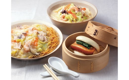 【全12回定期便】具材付き！長崎ちゃんぽん・皿うどん揚麺・角煮まんじゅう