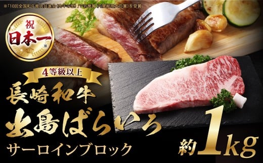 長崎和牛 出島ばらいろ 4等級以上 サーロインブロック 1kg