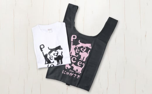PEACEな ねこTシャツ・エコバック セット