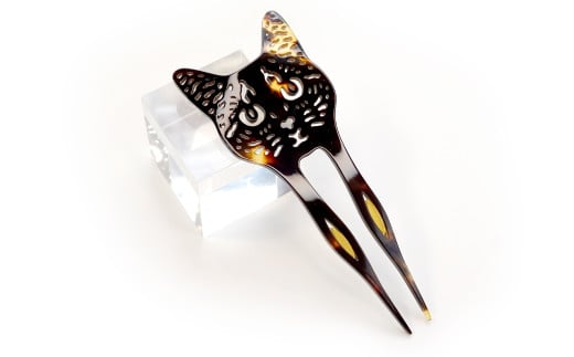 【べっ甲】すまし猫かんざし