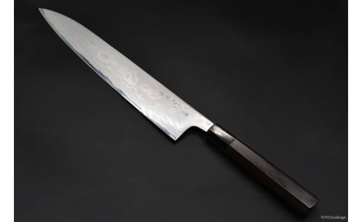 AG095【大業物/1点限り】　玉鋼 和鉄割込み和牛刀（漆塗り鞘付き）