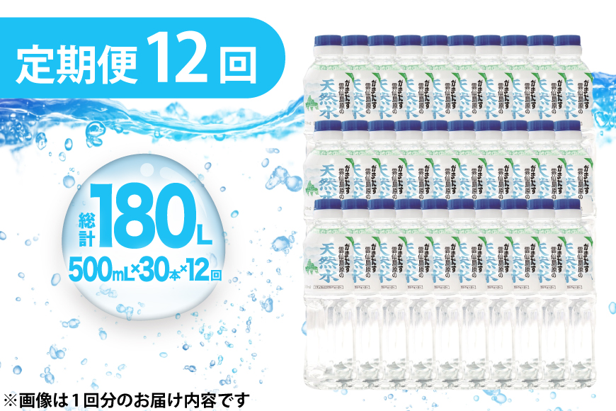 AJ617 山崎本店酒造場 【12回定期便】 雲仙島原の天然水 500mL 30本 計15L [ 水 ペットボトル 天然水 おいしい 備蓄 日用品 大容量 定期便 定期 1年 名水百選 軟水 長崎県 島原市 ]