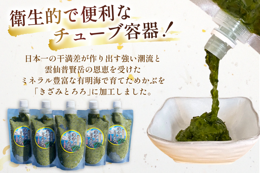 AJ659 めかぶ 有明海産 無添加めかぶとろろ 250g×10パック 定期便 3回 隔月 [ きざみめかぶ とろろ わかめ 海藻 無添加 冷凍 小分け チューブ ご飯のお供 中田水産 長崎県 島原市 ]