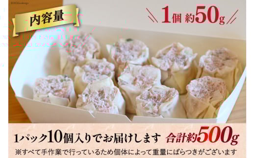 AH163 職人の手包み 自家製 ジャンボ 焼売 10個 【 シュウマイ しゅうまい シューマイ エビシュウマイ 海老シュウマイ エビ焼売 冷凍 ジャンボ まるにラーメン 長崎県 島原市 】