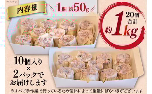 AH164 職人の手包み 自家製 ジャンボ 焼売 20個 【 シュウマイ しゅうまい シューマイ エビシュウマイ 海老シュウマイ エビ焼売 冷凍 ジャンボ まるにラーメン 長崎県 島原市 】