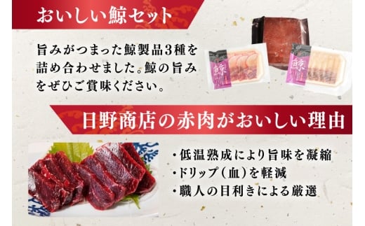 BJ150 美味しい 鯨 3種詰め合わせBセット 計310g( 背肉 ベーコンスライス すえひろスライス ) [ くじら クジラ 鯨肉 湯引き 簡単調理 おつまみ 肴 珍味 日野商店 長崎県 島原市 ]