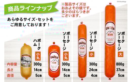 GD192 雲仙ハム ソーセージ 詰め合わせ 小×2本＋ハム×1本 各300g[ 絶品 人気 ウインナー ソーセージ おつまみ ギフト 肉 お弁当 おかず 小分け 便利 国産 豚肉 お歳暮 お中元 長崎県 島原市]