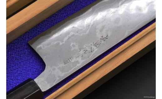 AG095【大業物/1点限り】　玉鋼 和鉄割込み和牛刀（漆塗り鞘付き）