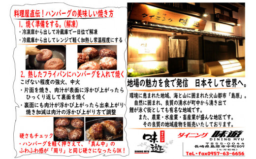 CG023 島原の人気店　和食・洋食・鉄板焼き屋 自慢のハンバーグ食べ比べ 12個セット