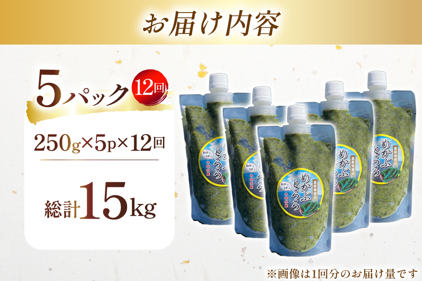 AJ657 めかぶ 有明海産 無添加めかぶとろろ 250g×5パック 定期便 12回 [ きざみめかぶ とろろ わかめ 海藻 無添加 冷凍 小分け チューブ ご飯のお供 中田水産 長崎県 島原市 ]