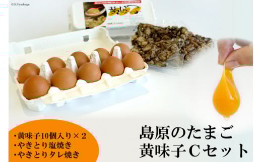 AE138 島原のたまご 黄味子Ｃセット(卵10個入×2パック,やきとり塩焼き・タレ焼き(180g)×各1)　【 たまご 卵 赤卵 20個 焼き鳥 おすすめ オススメ 湧水 長崎県 島原市 送料無料 】