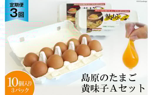 AE289【定期便】島原のたまご 黄味子Ａセット 計3回お届け