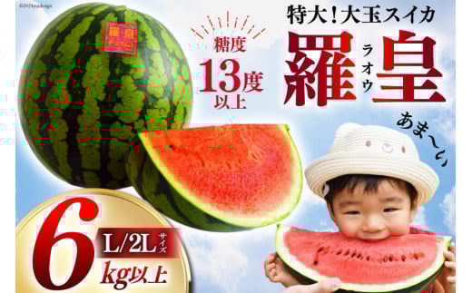 AH167【令和8年度出荷分】絶品！大玉スイカ 〜 羅皇（ ラオウ ）〜（ L/2Lサイズ 6kg以上 ）[ スイカ すいか 大玉 野菜 果物 フルーツ 吉田農園 長崎県 島原市]