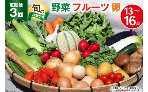 BD158 【3回定期便】 野菜・フルーツ・卵 旬のおまかせセット （野菜･フルーツ13～16種、卵6玉） [ 野菜セット 野菜 フルーツ 果物 たまご 鶏卵 産地直送 厳選 長崎県 島原市 送料無料]