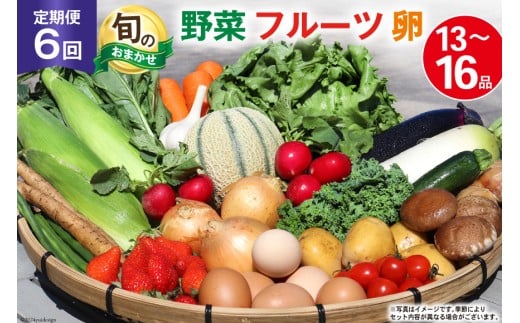 BH113 【6回定期便】 野菜・フルーツ・卵 旬のおまかせセット （野菜･フルーツ13～16種、卵6玉） [ 野菜セット 野菜 フルーツ 果物 たまご 鶏卵 産地直送 厳選 長崎県 島原市 送料無料]