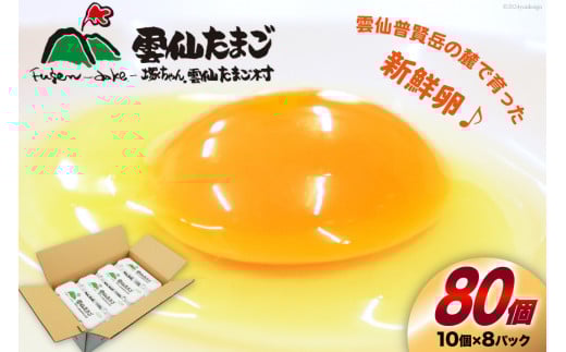BI025 雲仙たまごLサイズ  80個 (10個入り×8パック)(75個＋割れ補償5個入り) [ 卵 たまご 生卵 鶏卵 赤卵 玉子 新鮮 塚ちゃん雲仙たまご村 長崎県 島原市 ]
