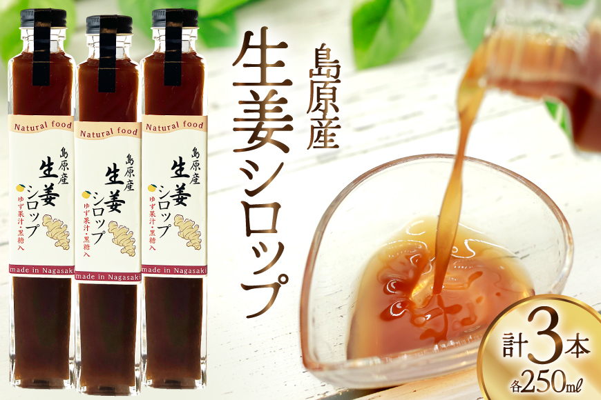 AJ309 生姜シロップ 瓶 250ml 3本 [ 生姜 シロップ しょうが しょうがシロップ ジンジャエール 素 生姜焼き 長崎県 島原市]