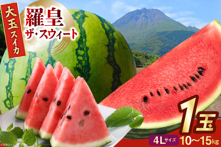 AJ644 【令和8年度出荷分】 島原スイカ倶楽部 大玉スイカ 羅皇ザ・スウィート 4Lサイズ 10～15kg [ 先行予約 数量限定 すいか スイカ 西瓜 フルーツ 果物 長崎 長崎県 島原市 ]