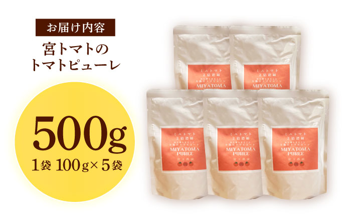 宮トマトのトマトピューレ 100g×5 / トマト ピューレ 濃縮ピューレ とまと 100％ / 諫早市 / 宮下農園 [AHCG034]