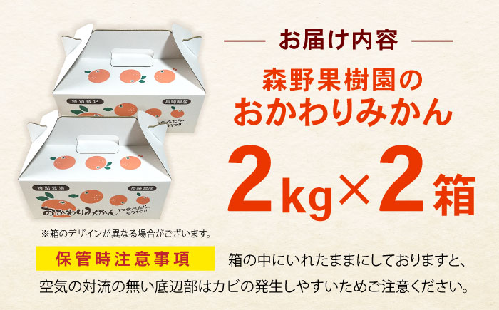 伊木力産 森山果樹園のおかわりみかん 4kg(2kg×2) / みかん ミカン 柑橘 伊木力みかん 温州みかん 2kg 4kg / 諫早市 / 森山果樹園　 [AHCO006]