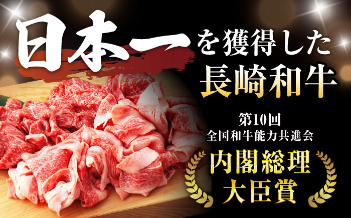 【3回定期便】【訳あり】長崎和牛 切り落とし 赤身 モモ バラ 500g(250g×2) / 長崎和牛 A5ランク ワケあり 小間切れ / 諫早市 / 野中精肉店 [AHCW012]