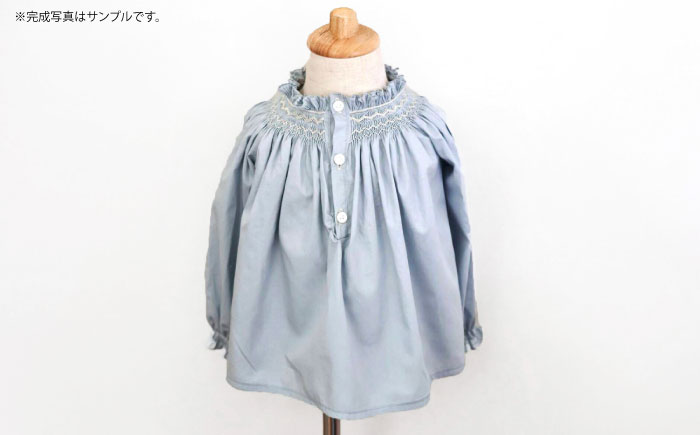 リバティ＜無地＞ スモッキング前開きブラウス キッズサイズ 100 / キッズ ブラウス 綿100％ リバティ / 諫早市 / まち工房 Filage [AHER004]